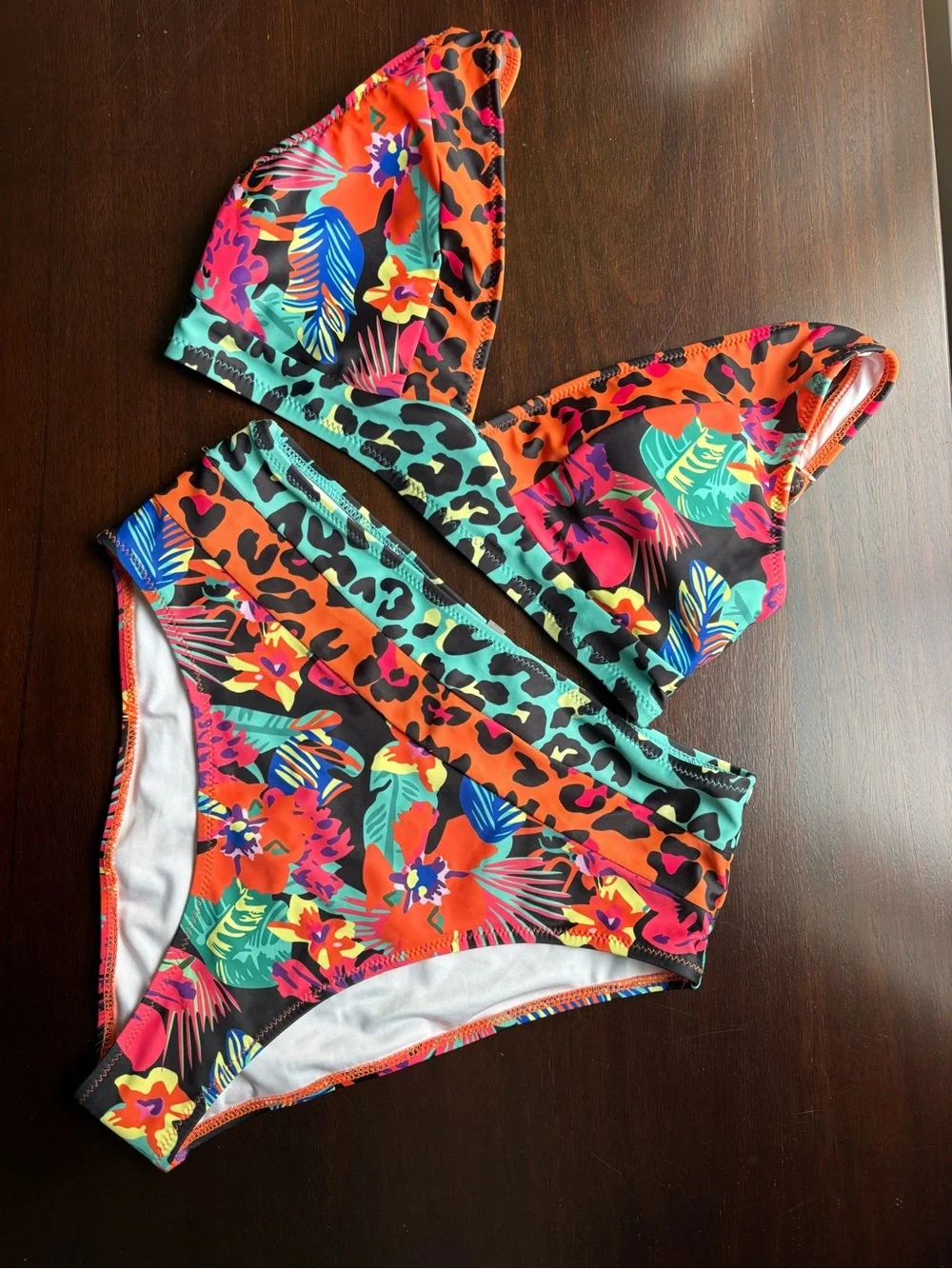 Women’s Tropical Floral & Leopard Print Bikini - Bright Multi